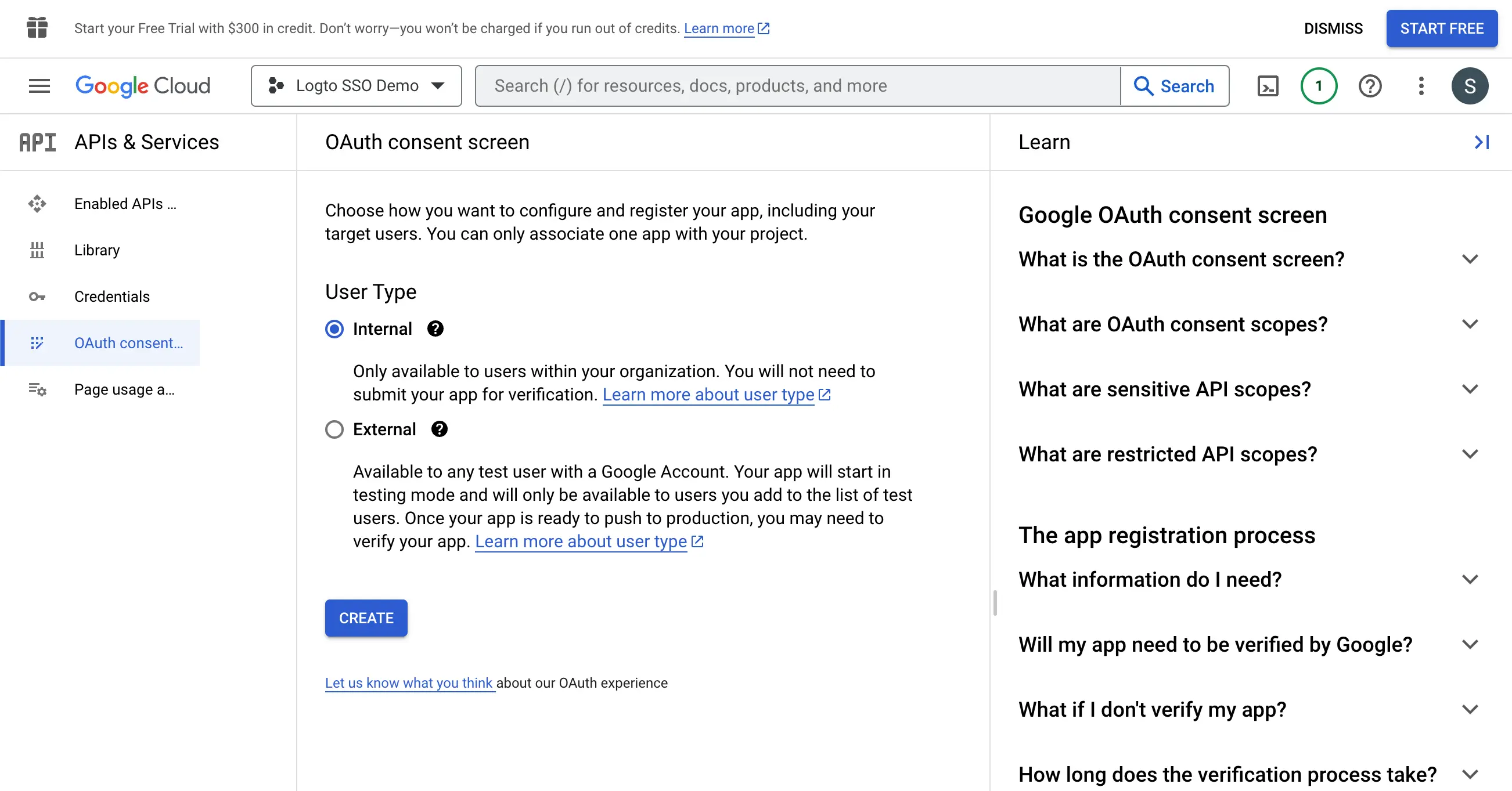 Type d&#39;utilisateur de l&#39;écran de consentement Google Workspace.webp
